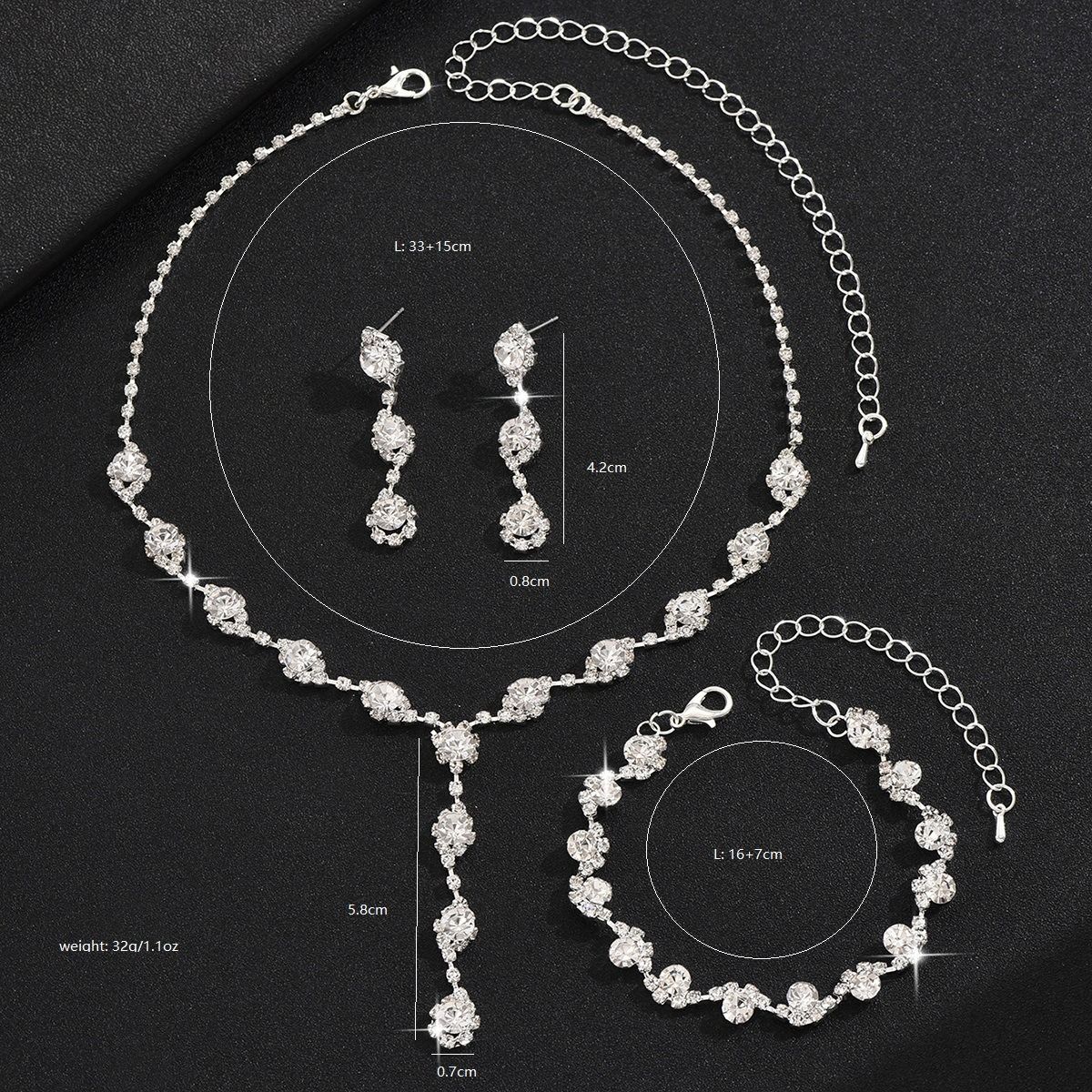 African cross-border bride Black fashion commuter luxury evening dress necklace earrings set Wedding ladies personality fashion set chain