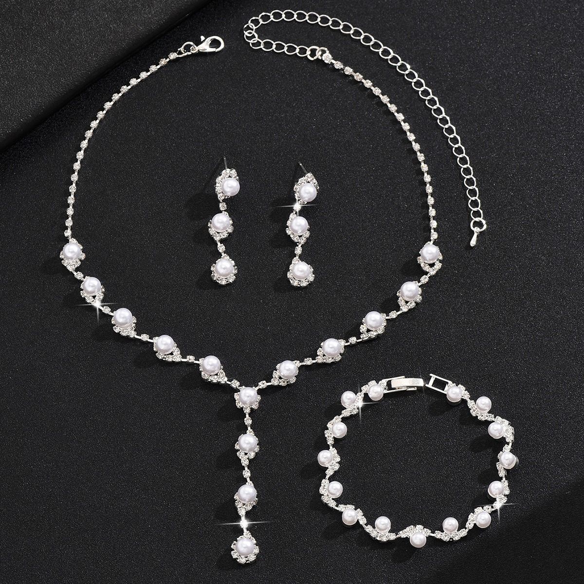 African cross-border bride Black fashion commuter luxury evening dress necklace earrings set Wedding ladies personality fashion set chain