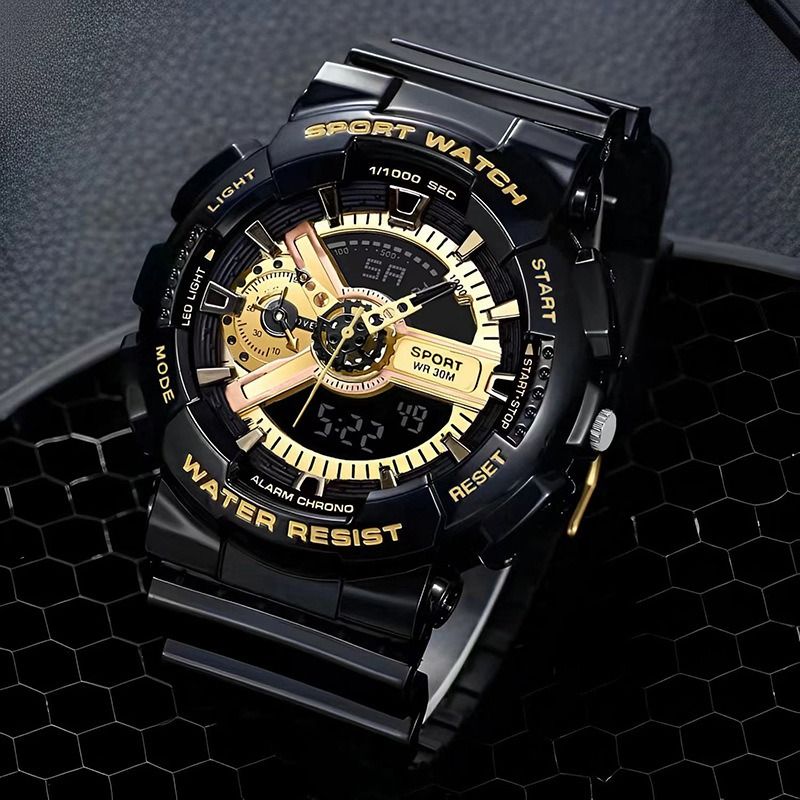 Africa 2024 Multifunctional Hipster Men's Watch Alarm Clock Sports Electronic Watch for Men's Middle and High School Students Luminous Function Natural Elements Pointer + Digit Personality Style
