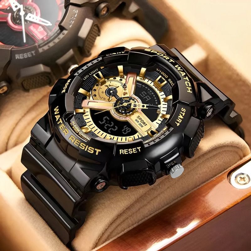 Africa 2024 Multifunctional Hipster Men's Watch Alarm Clock Sports Electronic Watch for Men's Middle and High School Students Luminous Function Natural Elements Pointer + Digit Personality Style