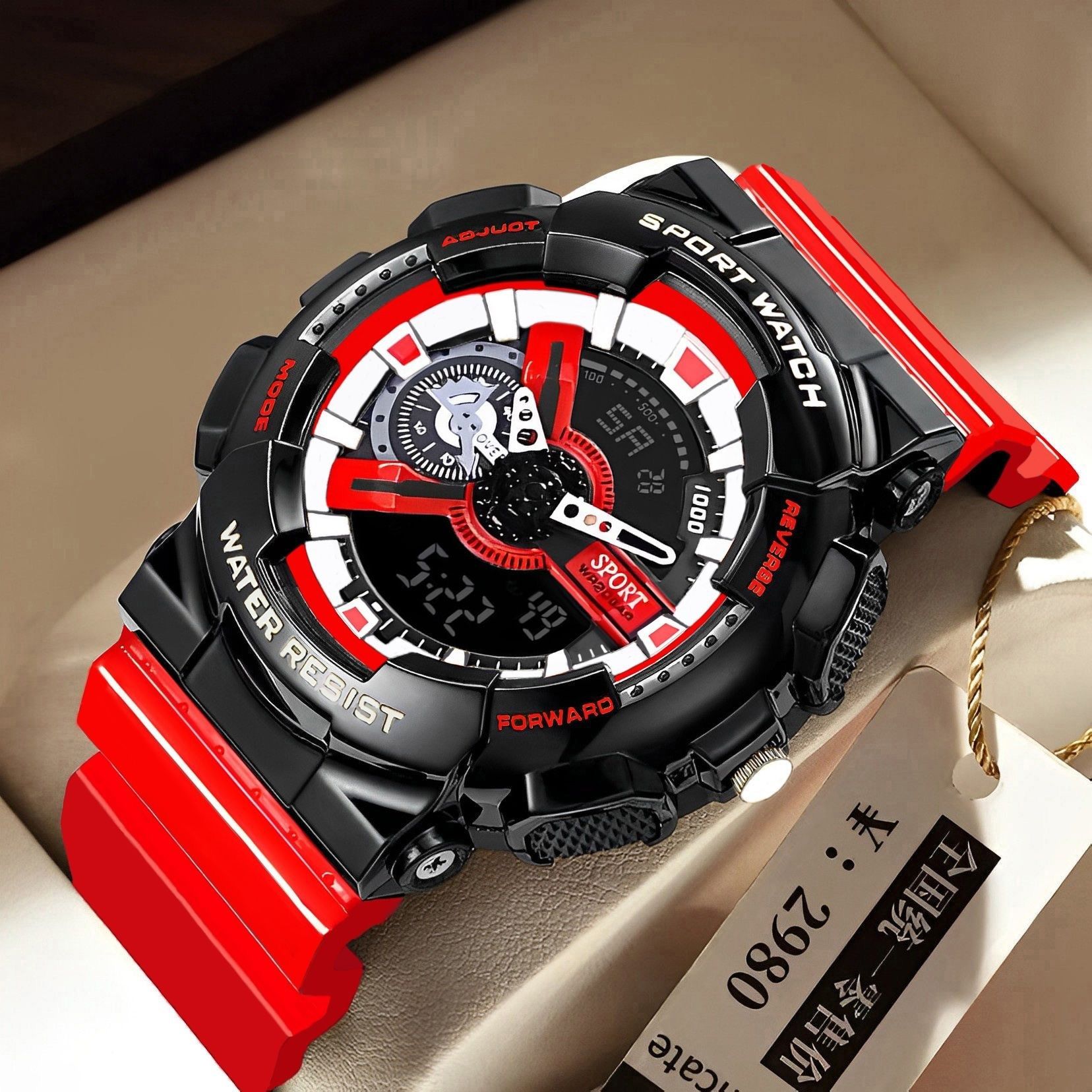 Africa 2024 Multifunctional Hipster Men's Watch Alarm Clock Sports Electronic Watch for Men's Middle and High School Students Luminous Function Natural Elements Pointer + Digit Personality Style