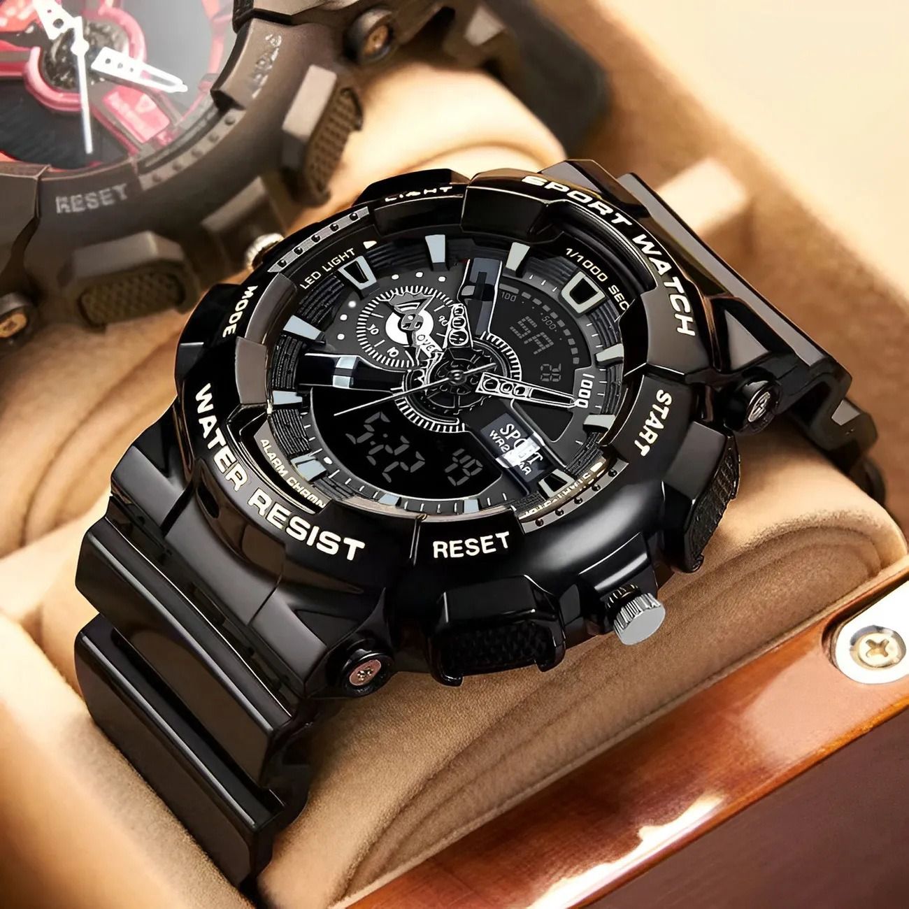 Africa 2024 Multifunctional Hipster Men's Watch Alarm Clock Sports Electronic Watch for Men's Middle and High School Students Luminous Function Natural Elements Pointer + Digit Personality Style