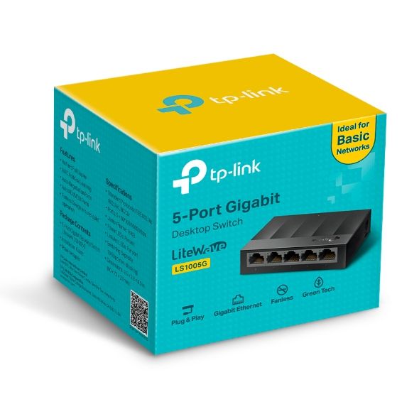 TP-Link Litewave 5 Port Gigabit Ethernet Switch | Desktop Ethernet Splitter | Plastic Case | Unshielded Network Switch | Plug & Play | Fanless Quiet | Unmanaged (LS1005G)