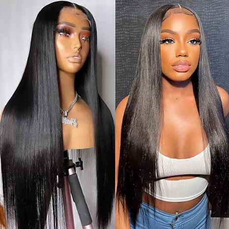FB TikTok European and American Cross border Amazon Fashion Center Split Long Straight Women's Wig High Temperature Silk Chemical Fiber Manufacturer Wholesale Full Head Set