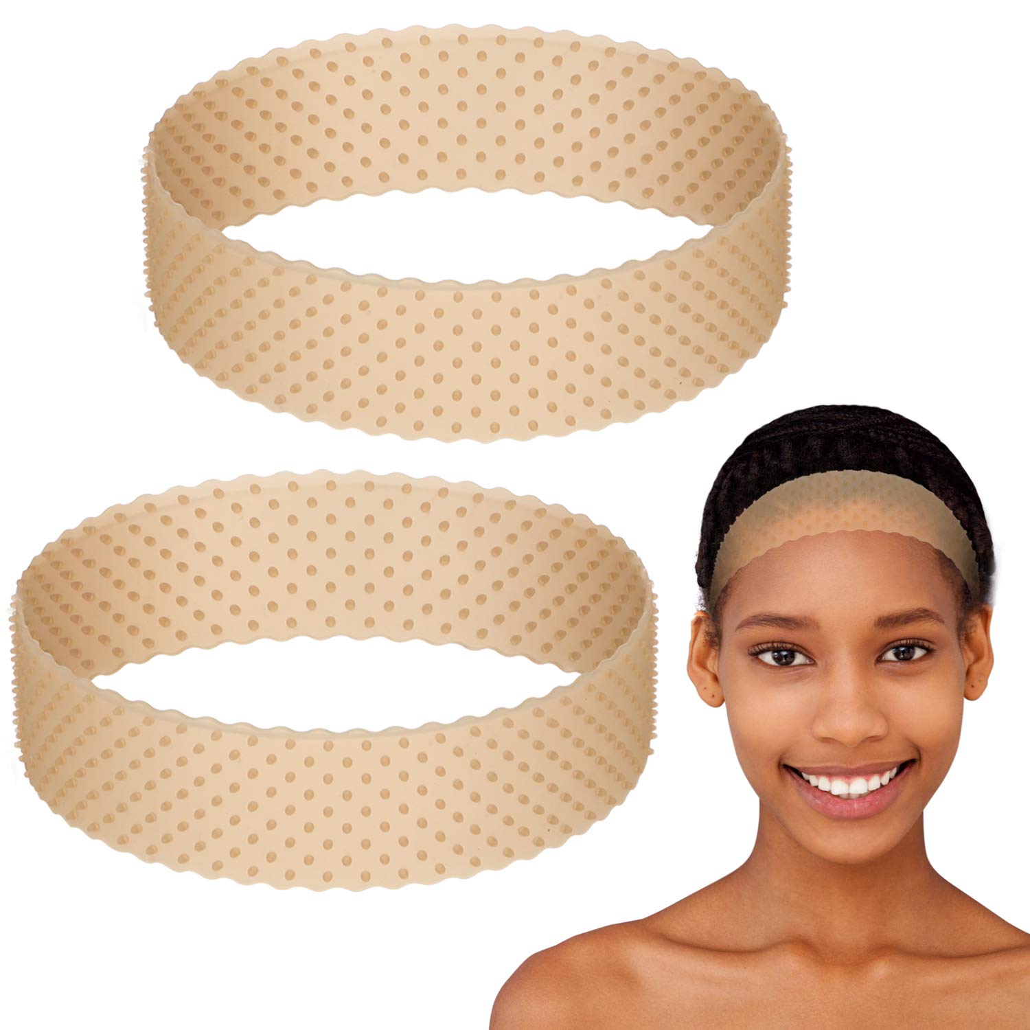 2 Pieces Adjustable Silicone Wig Headband Fix Non Slip Wig Bands Seamless Grip Strong Holder for Men Women Sports Yoga