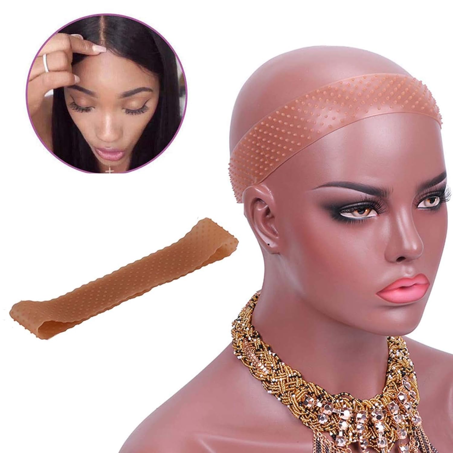 2 Pieces Adjustable Silicone Wig Headband Fix Non Slip Wig Bands Seamless Grip Strong Holder for Men Women Sports Yoga