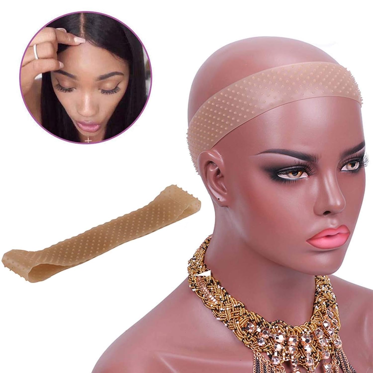 2 Pieces Adjustable Silicone Wig Headband Fix Non Slip Wig Bands Seamless Grip Strong Holder for Men Women Sports Yoga