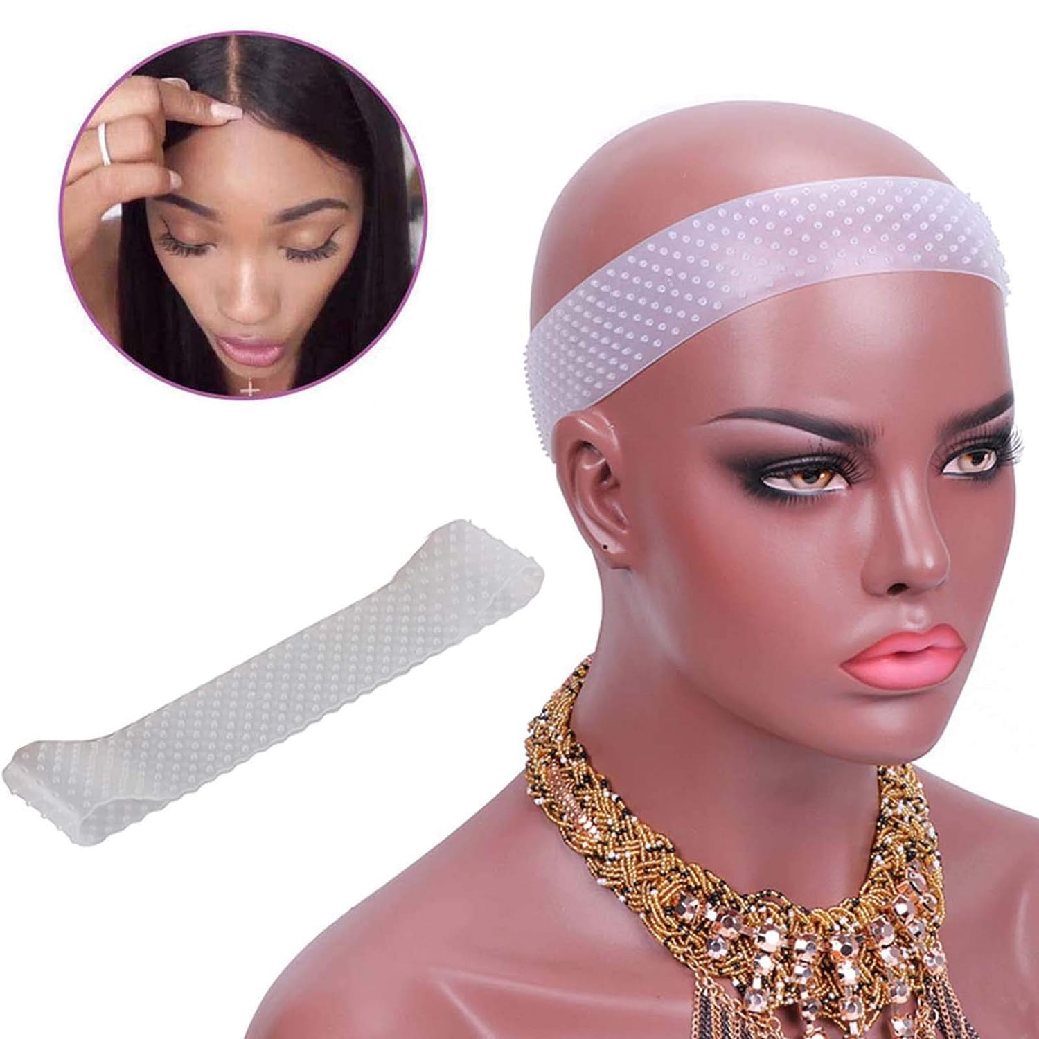 2 Pieces Adjustable Silicone Wig Headband Fix Non Slip Wig Bands Seamless Grip Strong Holder for Men Women Sports Yoga