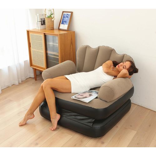 Portable Inflatable Sofa Couch Lounge Chair With Footbed For Indoor Outdoor Living Camping And Travelling