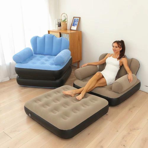 Portable Inflatable Sofa Couch Lounge Chair With Footbed For Indoor Outdoor Living Camping And Travelling