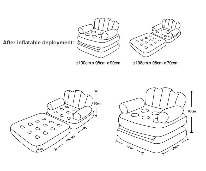 Portable Inflatable Sofa Couch Lounge Chair With Footbed For Indoor Outdoor Living Camping And Travelling