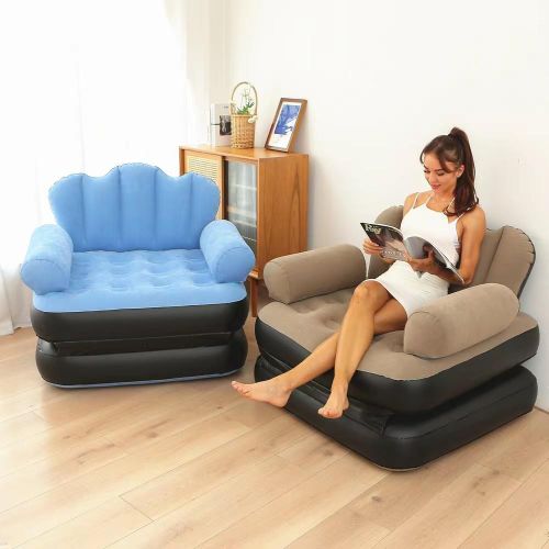 Portable Inflatable Sofa Couch Lounge Chair With Footbed For Indoor Outdoor Living Camping And Travelling