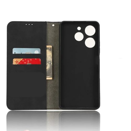 Caseme Wallet Black Retro Suede Leather Flip All-Round Protection Cover Case For Tecno Spark 10 Pro