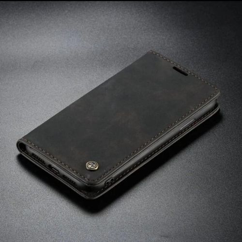 Caseme Wallet Black Retro Suede Leather Flip All-Round Protection Cover Case For Tecno Spark 10 Pro