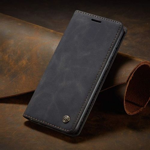 Caseme Wallet Black Retro Suede Leather Flip All-Round Protection Cover Case For Samsung Galaxy S21
