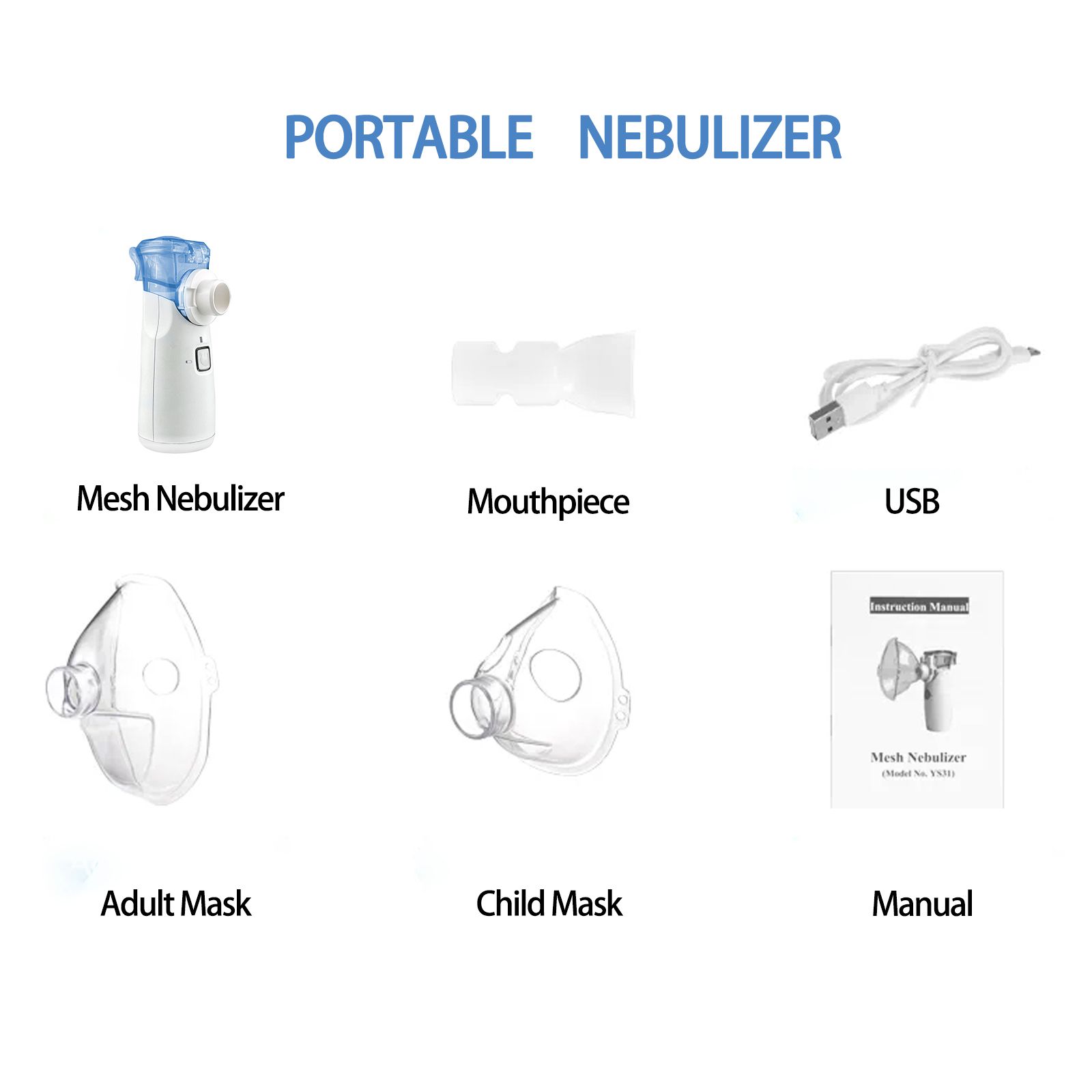 Portable Nebulizer - Nebulizer Machine for Adults and Kids Travel and Household Use, Handheld Mesh Nebulizer for Breathing Problems