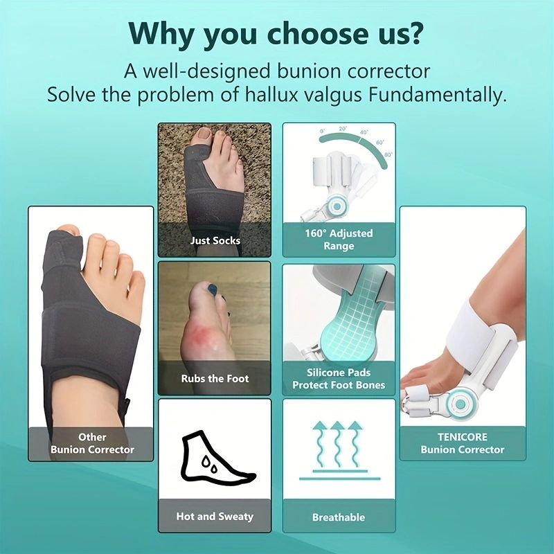 Bunion Corrector for Women Men Big Toe, Adjustable Knob Bunion Splint for Bunion Relief, Orthopedic Toe Straightener with Anti-slip Heel Strap, Suitable for Left and Right Feet (1PC)