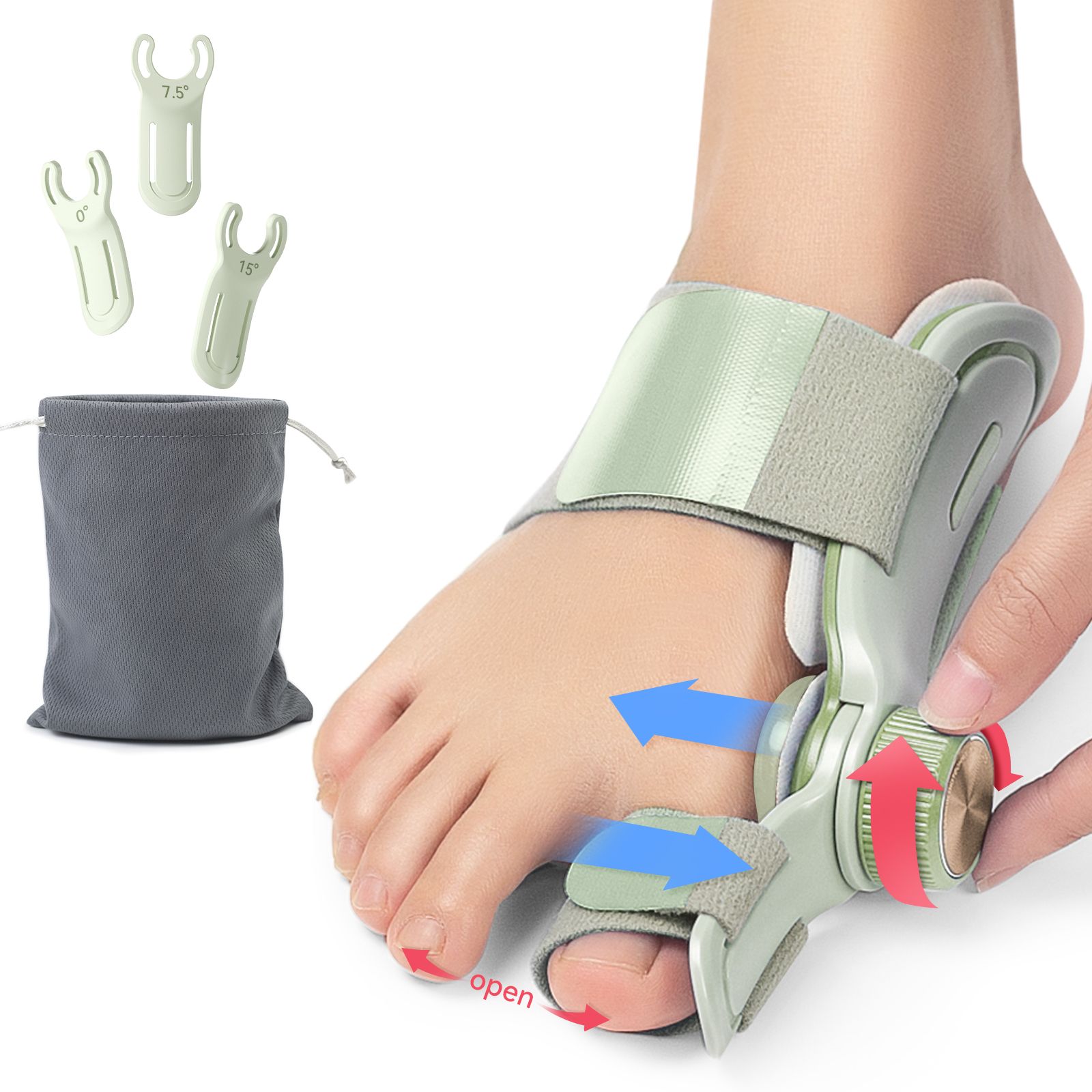 Bunion Corrector for Women & Men Comfortable, Effective Double Correction Adjustable Knob Orthopedic for Big Toe Relief Bunion Splints Hammer Toe Straightener with Silicone Pad, 1PCS