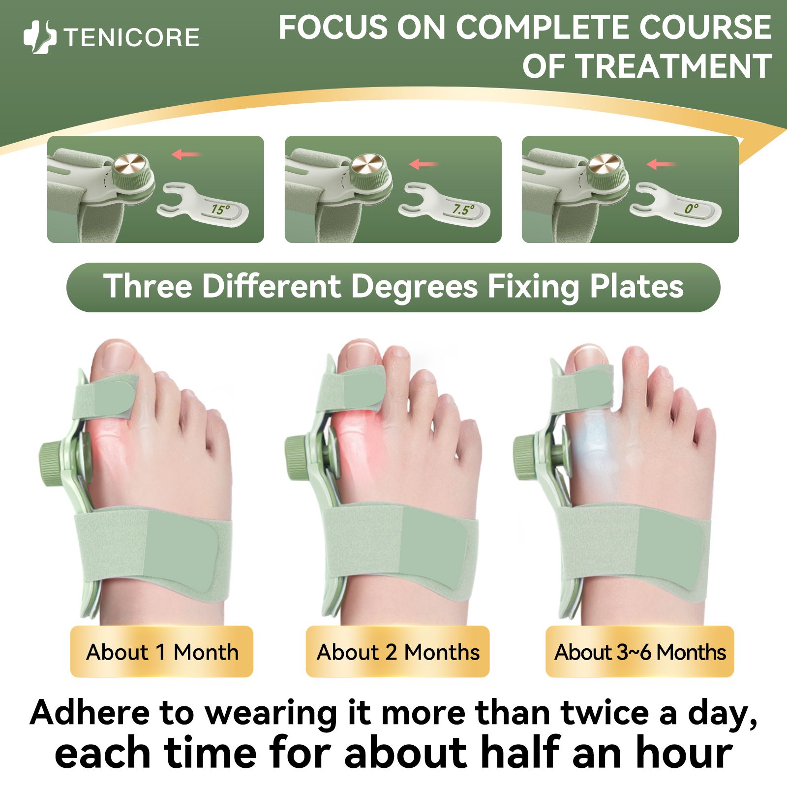 Bunion Corrector for Women & Men Comfortable, Effective Double Correction Adjustable Knob Orthopedic for Big Toe Relief Bunion Splints Hammer Toe Straightener with Silicone Pad, 1PCS