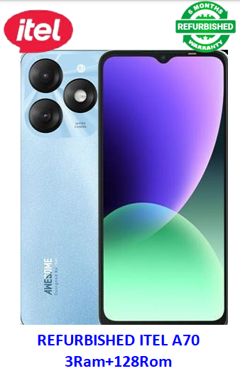 Brand new ITEL  ITEL A70 3GB Ram 256GB Rom Battery5000 mAh Main camera 8MP QVGA Front camera5 MP Display 6.6 inch Processor Unisoc SC9863A1 Connectivity Dual sim, 4G, Wi-Fi Colors All OS Android 12