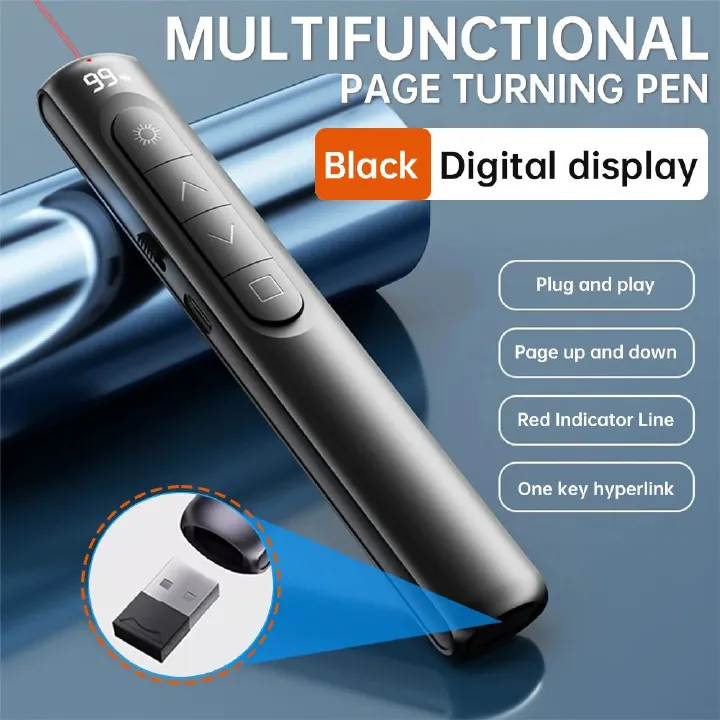 Powerpoint Pen Wireless Presentation Clicker Type-C Rechagable Remote Control Pen for Office Teaching Projector PPT Presenter
