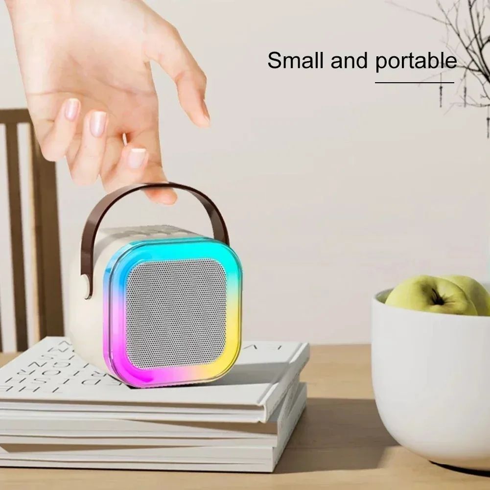 Bluetooth Audio K12 Karaoke Machine Portable 5.3 PA Bluetooth Speaker System with 2 Wireless Microphones Home Family Singing Children's Gifts Portable Mini Karaoke Speaker Microphone