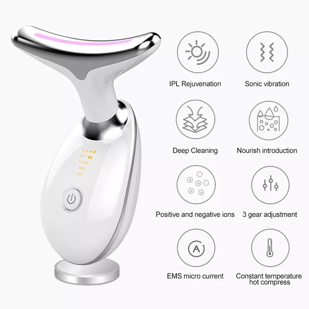 Neck Face Firming Wrinkle Removal Tool Beauty Device LED Photon Therapy Chin Reducer Vibration Facial Massager Skin Tightening