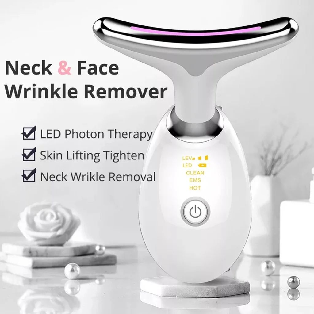 Neck Face Firming Wrinkle Removal Tool Beauty Device LED Photon Therapy Chin Reducer Vibration Facial Massager Skin Tightening