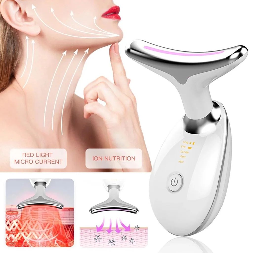 Neck Face Firming Wrinkle Removal Tool Beauty Device LED Photon Therapy Chin Reducer Vibration Facial Massager Skin Tightening
