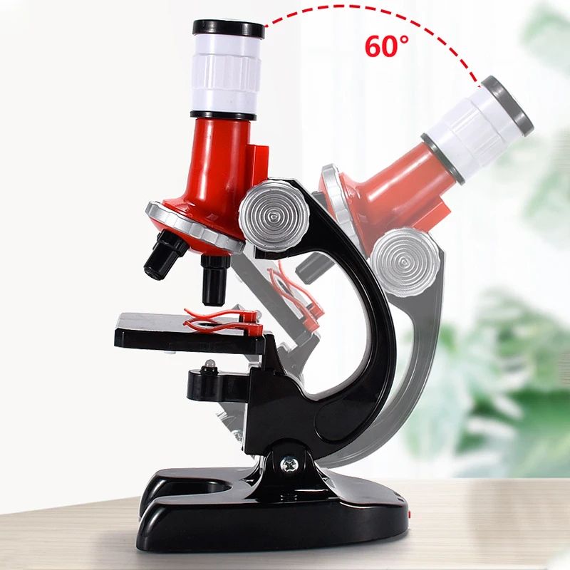 100x-400x-1200x Children Biological Microscope Kit Lab with Slides LED Refined Scientific Instruments Toy Set Birthday Gift