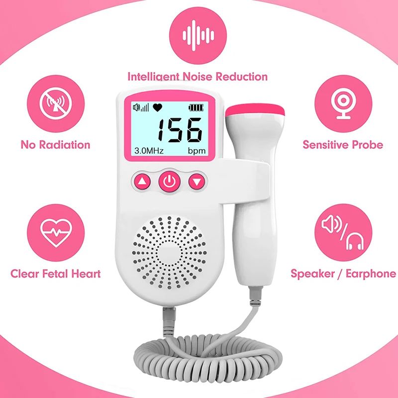 3MHz Ultrasound Baby Heart Rate Detector Pregnant Ultrasonic Baby Heartbeat Monitor Fetal Doppler Monitor For Pregnancy