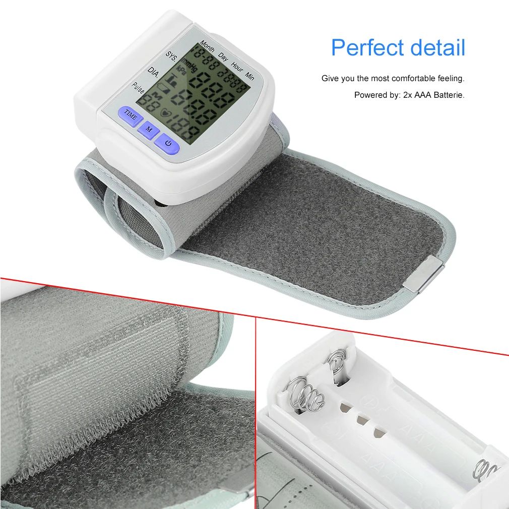 ZOSS Automatic Sphygmomanometer Wrist Monitor LCD Digital Wrist Blood Pressure Monitor Heart Pulse Measure High Real-time