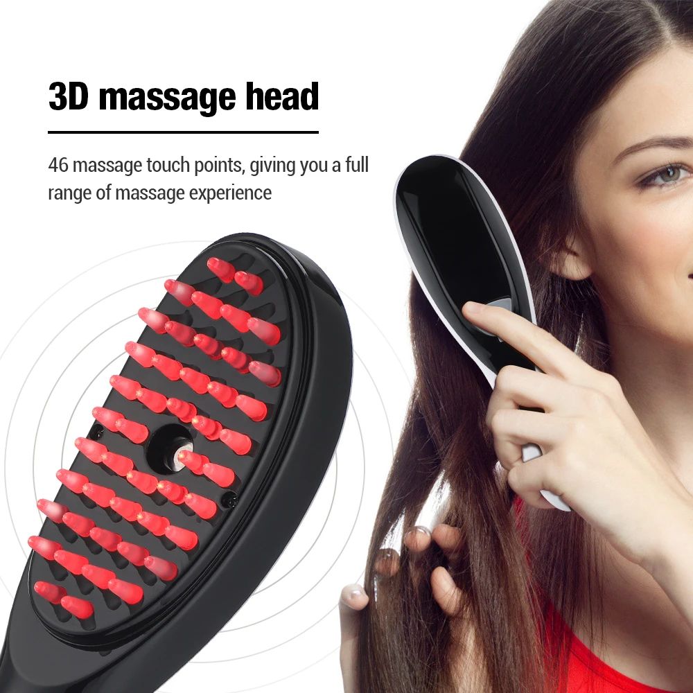 Electric Head Massager Red and Blue Light Scalp Massager for Hair Growth Oil Applicator Relaxation Treatment Hair Massage Comb