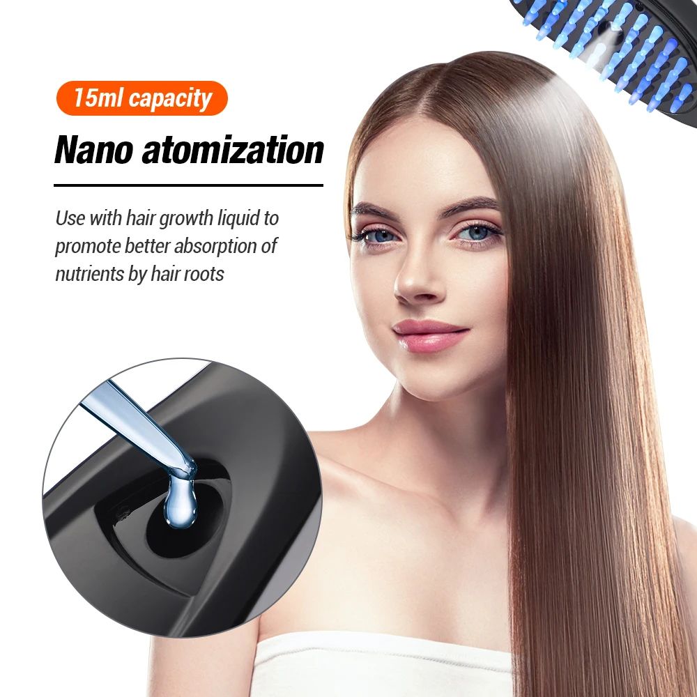 Electric Head Massager Red and Blue Light Scalp Massager for Hair Growth Oil Applicator Relaxation Treatment Hair Massage Comb