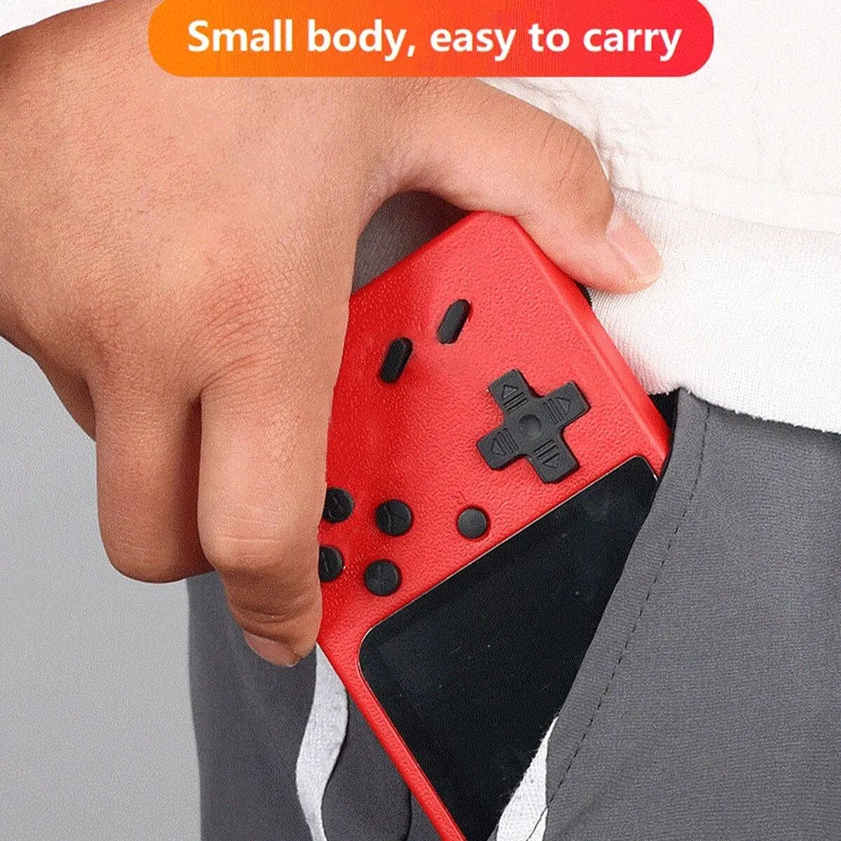 A Red Retro Classic Games Children's Handheld Small Game Console With 400 Game Charging Can Be Connected To The TV Consoles