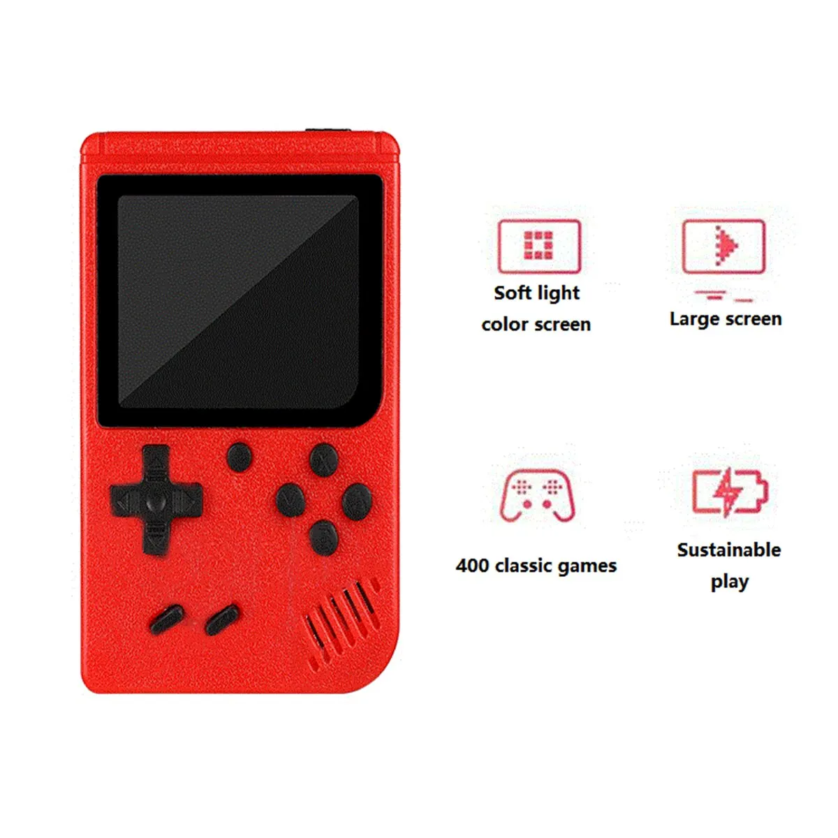 A Red Retro Classic Games Children's Handheld Small Game Console With 400 Game Charging Can Be Connected To The TV Consoles