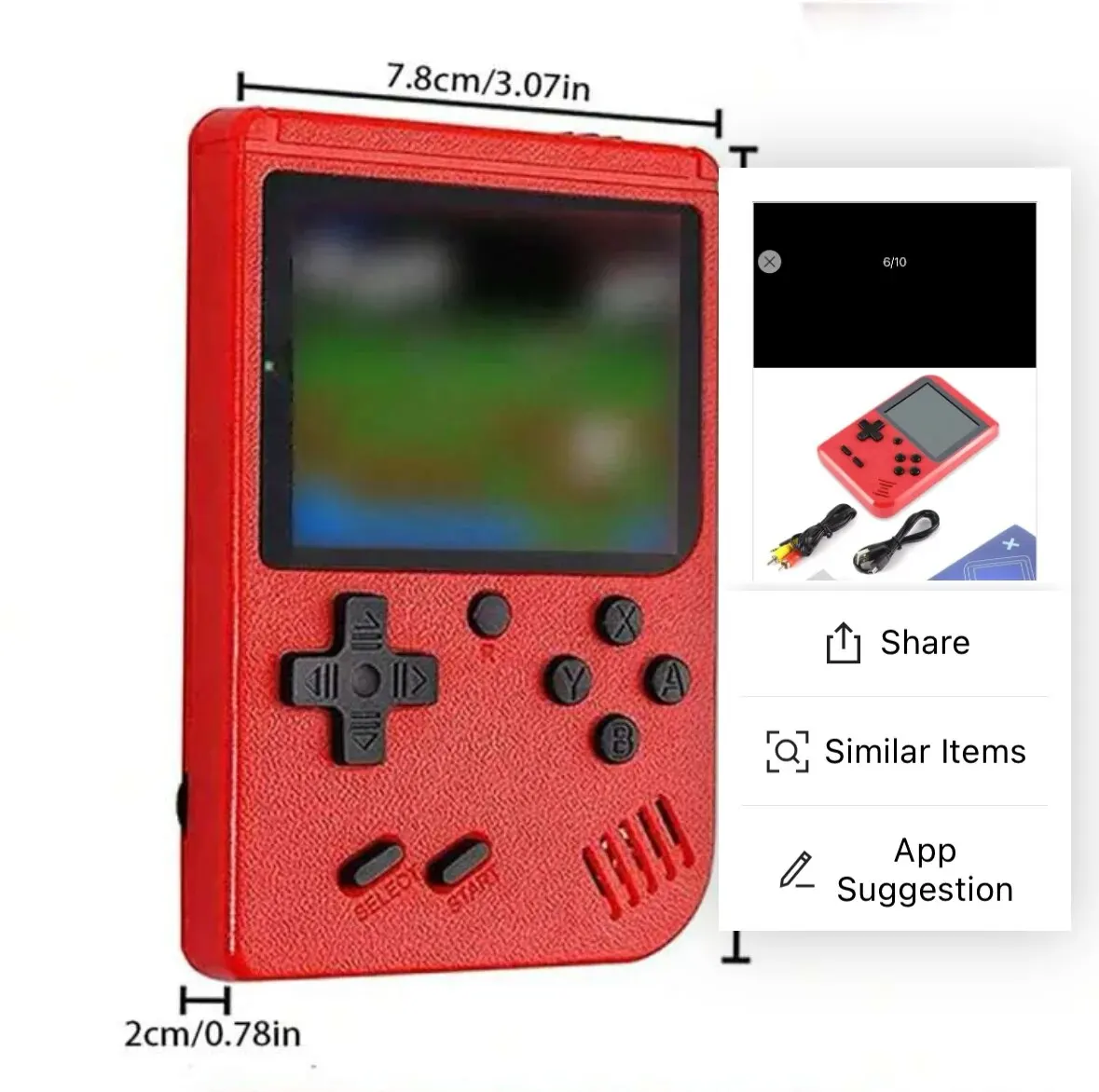 A Red Retro Classic Games Children's Handheld Small Game Console With 400 Game Charging Can Be Connected To The TV Consoles