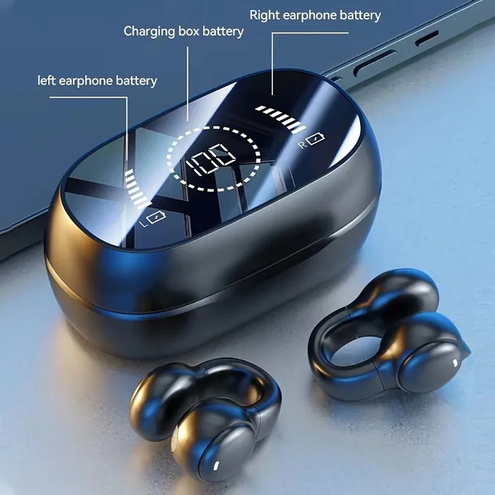 Bone Conduction Wireless Headphones Hifi Bluetooth 5.3 Gaming Headsets Noise Canceling Sport Earphones Bone Conduction Headphones Bluetooth Earphones Waterproof Earphones Ear Hook Wireless Headset