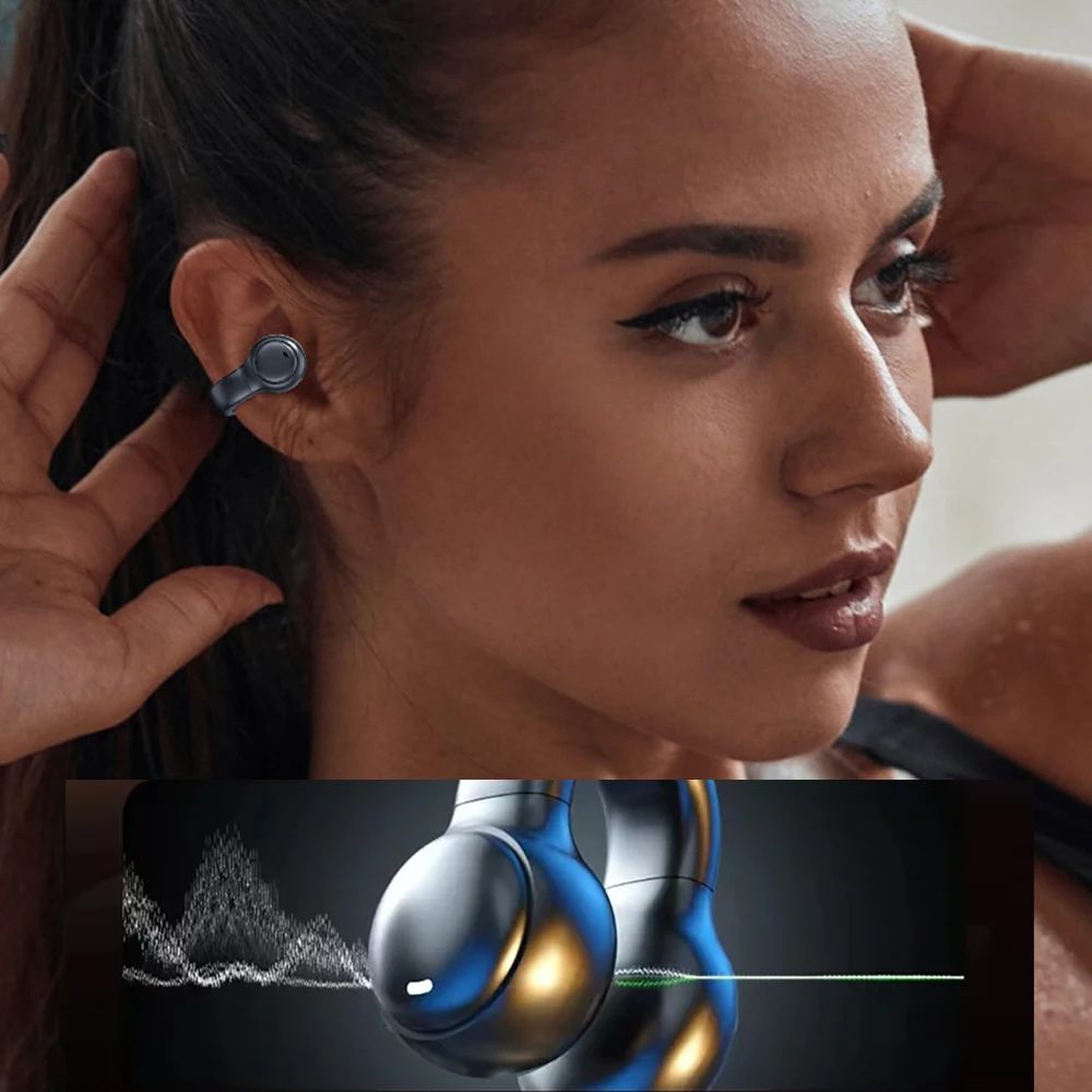 Bone Conduction Wireless Headphones Hifi Bluetooth 5.3 Gaming Headsets Noise Canceling Sport Earphones Bone Conduction Headphones Bluetooth Earphones Waterproof Earphones Ear Hook Wireless Headset