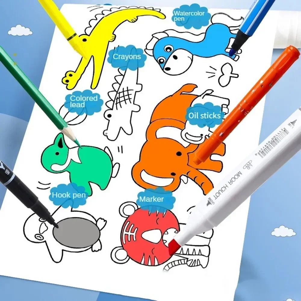 Children Coloring Paper Graffiti Scroll Drawing Roll DIY Sticky Color Filling Paper Early Educational Gift Toys Christmas Set  Drawing Roll Sticky Color Filling Paper Graffiti Scroll Coloring Paper