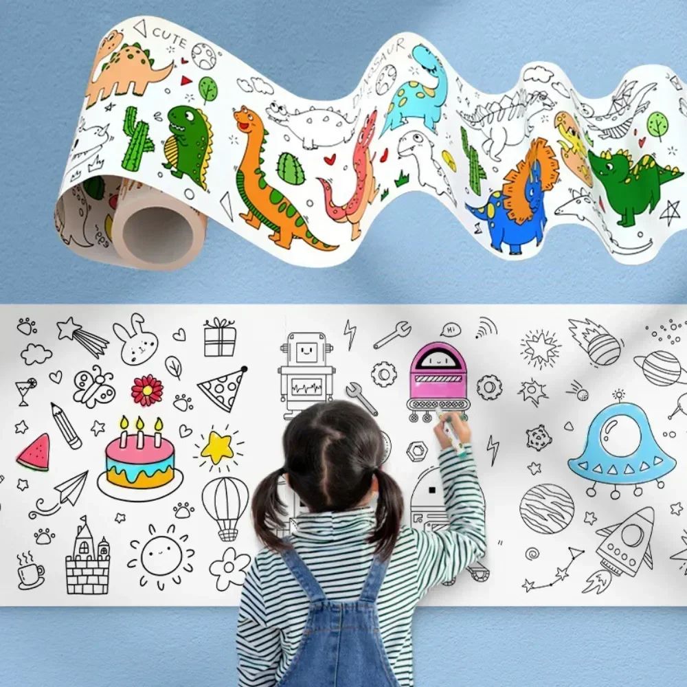 Children Coloring Paper Graffiti Scroll Drawing Roll DIY Sticky Color Filling Paper Early Educational Gift Toys Christmas Set  Drawing Roll Sticky Color Filling Paper Graffiti Scroll Coloring Paper
