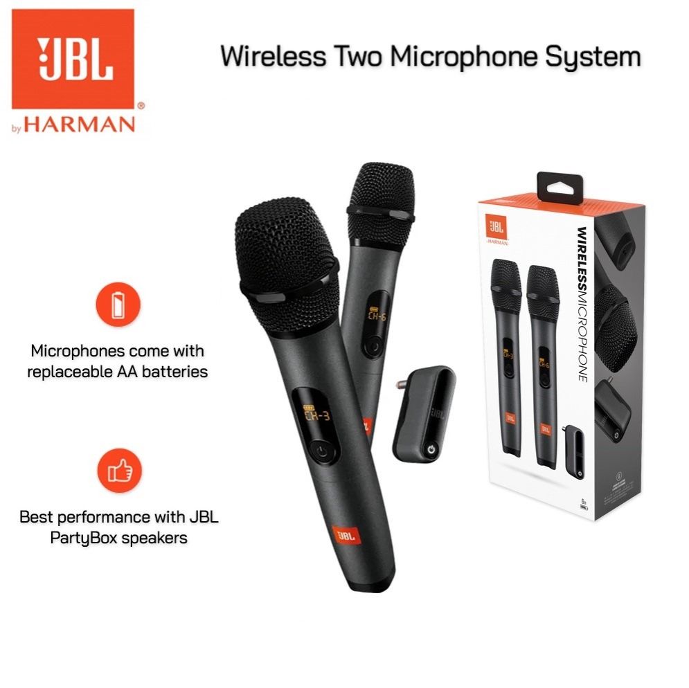 JBL Wireless Microphone JBL PartyBox Wireless MIC UHF Microphone System 2-Pack Twin Pack Set - Black