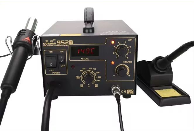 Gordak 952B Soldering Station with 220V Hairdryer SMD Thermostatic Soldering Station Hot Air Gun BGA Rework Station for Phones & Electronics Repair