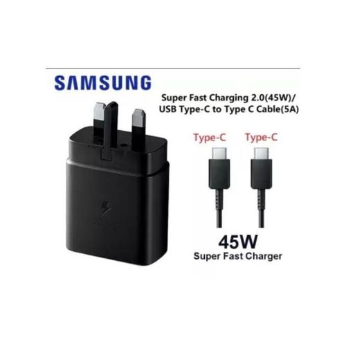Fast Charger 45 Watts With Type C to C Cable Travel Adapter For All Type C Samsung and Any Type C Devce