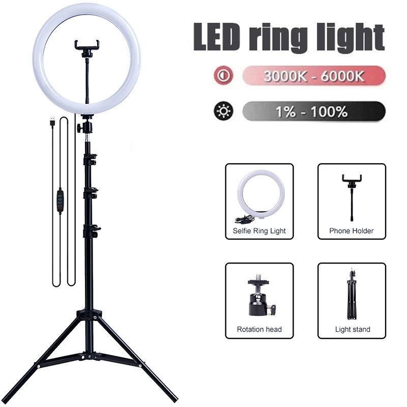 12 inches LED Selfie Ring Light Lamp With Tripod Stand Phone Clip for YouTube Tiktok Video Live Lighting Photo