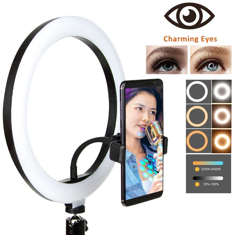 12 inches LED Selfie Ring Light Lamp With Tripod Stand Phone Clip for YouTube Tiktok Video Live Lighting Photo