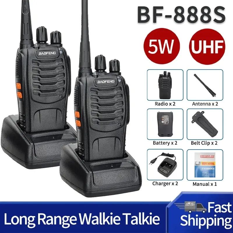 2pcs Baofeng BF-888S Long Range Walkie Talkie