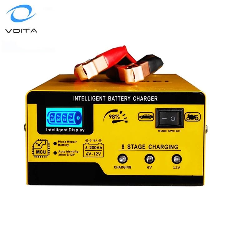 Portable Intelligent Automatic Car Battery Charger for 12V and 6V Batteries with 15A Output Capacity, Ideal for Automotive Maintenance and Charging Needs