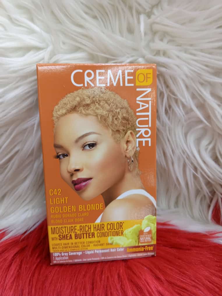 Creme Of Nature Hair Color C42 Light Golden Blonde with SHEA BUTTER conditioner