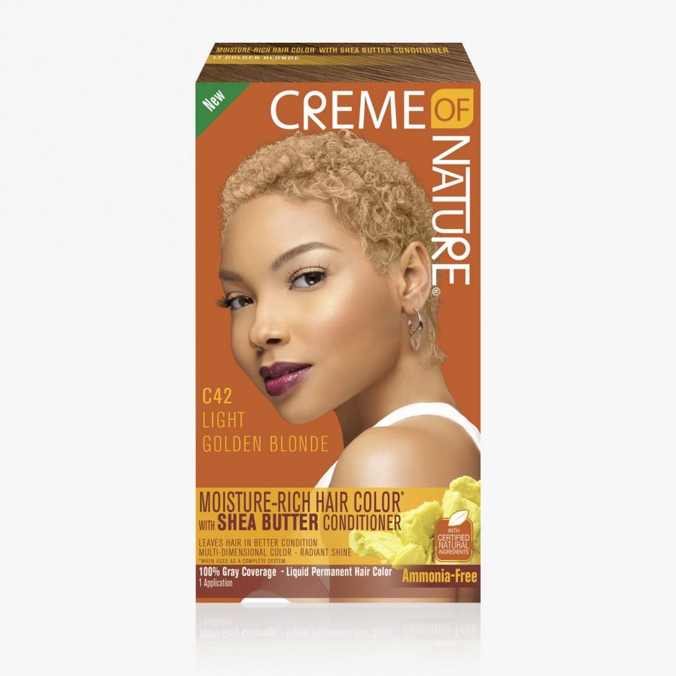 Creme Of Nature Hair Color C42 Light Golden Blonde with SHEA BUTTER conditioner